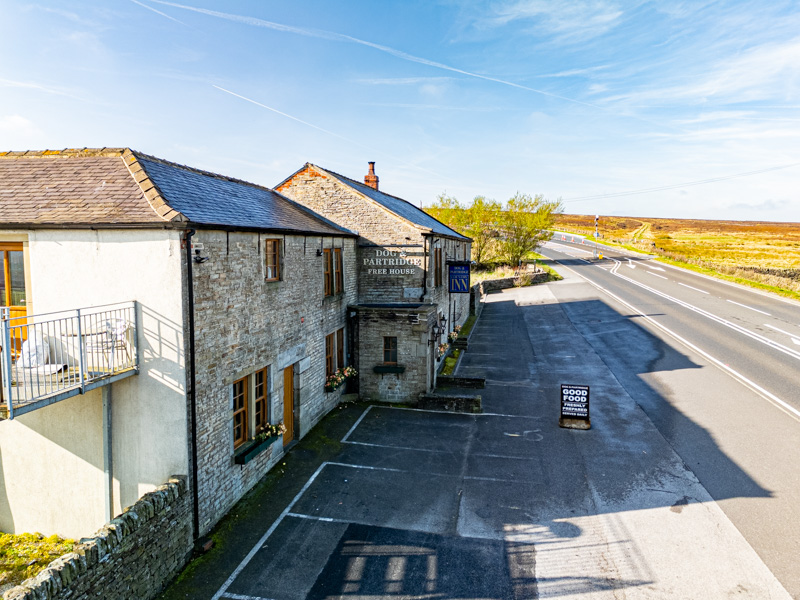 The Dog and Partridge Inn at Flouch, Yorkshire drone photo