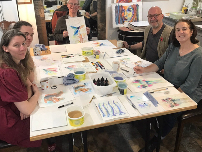 Artist working in Lyndene Art Studio, Penistone